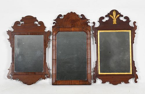 Three Diminutive Fret Carved Mirrors