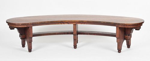 Arts and Crafts Oak Kidney Form Bench / Table