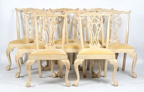 Eight Hickory Chair Co Chippendale Style Chairs