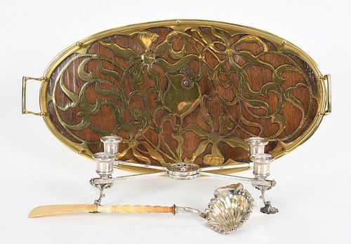 A Group of Tableware, Silver, Brass and Wood