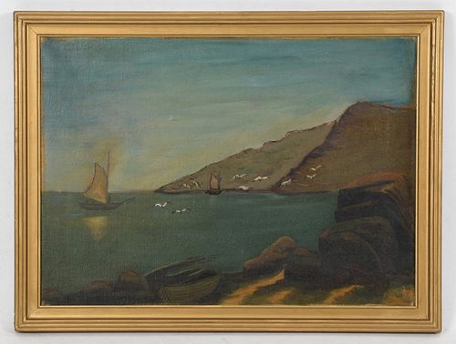 A Primitive Seascape, Oil on Canvas