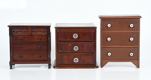 Three Miniature American Chests of Drawers