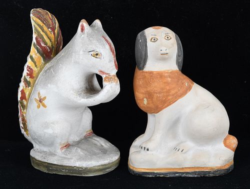 Two 19th Century Chalkware Animals