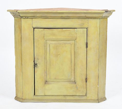 American Country Green-Painted Corner Cupboard