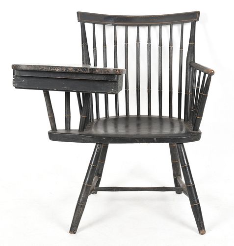 American Painted Writing Arm Windsor Chair