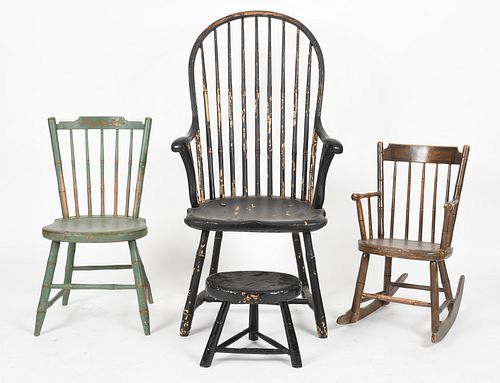 Reuben Sanborn Boston Painted Windsor Chair