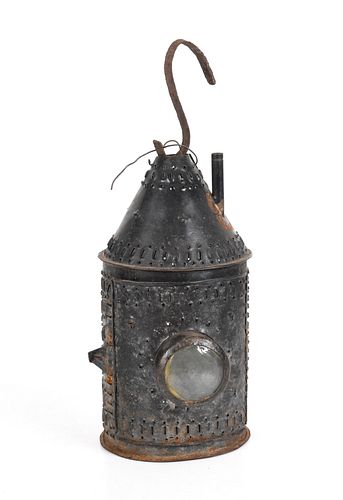 New England Pierced Tin and Glass Lantern