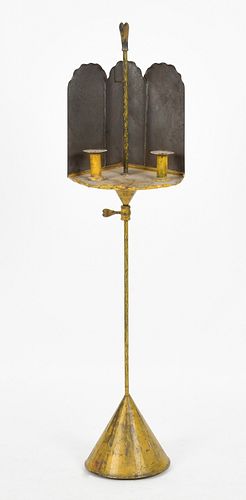 Adjustable Painted Iron and Tin Candle Stand
