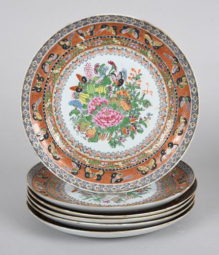 Set of Six Famille Rose Chinese Plates