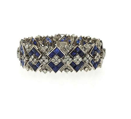 Impressive 14k Gold Diamond Sapphire Bracelet