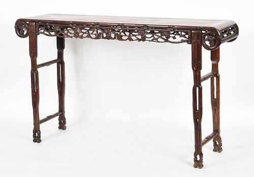 Chinese Fret Carved Rosewood Altar Table