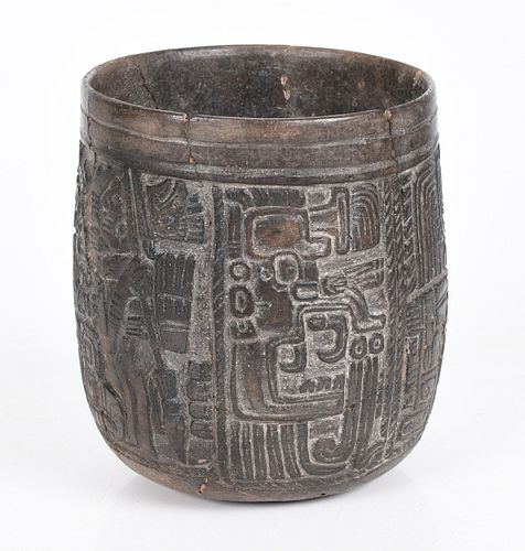 A Mayan Blackware Molded Bowl