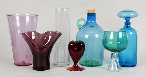 Seven Blenko glass vessels, 20th century-modern