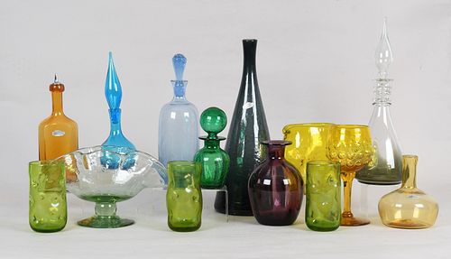 A group of fourteen Blenko glass vessels