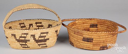 Two Papago Indian handled baskets