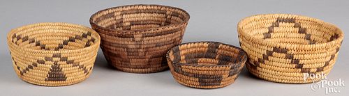 Four Papago Indian flared-wall baskets