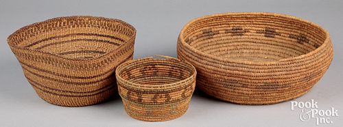 Three Native American Indian baskets