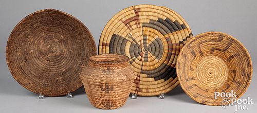 Four Southwest Indian style basketry items