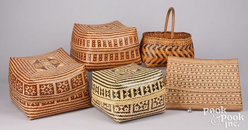 Group of Cherokee Indian baskets