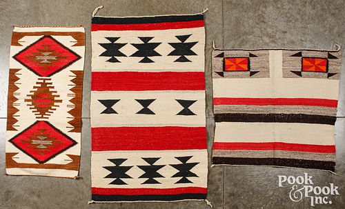 Three Navajo Indian woven rugs