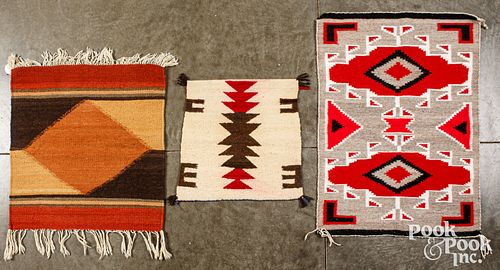 Six Navajo Indian style woven rug textiles