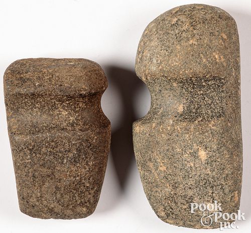 Two Indian 3/4 groove stone axe heads