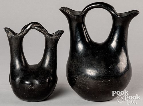 Santa Clara Pueblo Indian blackware wedding vases