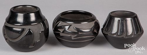 Santa Clara Pueblo Indian blackware pottery jars