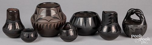 Santa Clara Pueblo Indian matte on black pottery