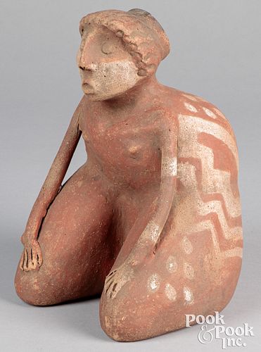 Mexico Nayarit effigy pottery of kneeling woman