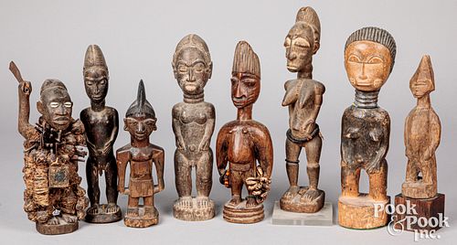 Eight carved tribal African wood figures