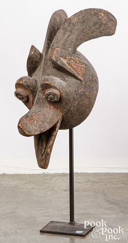 African Mambila "Suah Buah" wooden mask on stand