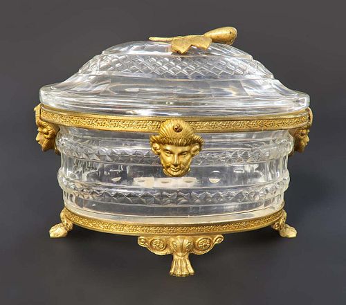 19th C. French Baccarat Bronze & Crystal Jewelry Box