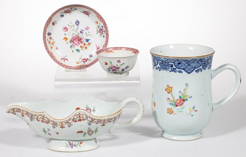 CHINESE EXPORT PORCELAIN FAMILLE ROSE ARTICLES, LOT OF FOUR