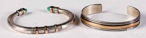 Two Indian 14k gold and silver bracelets