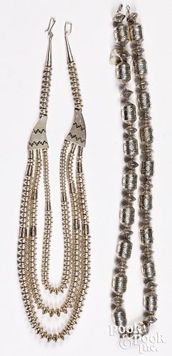 Two Native American Indian silver necklaces