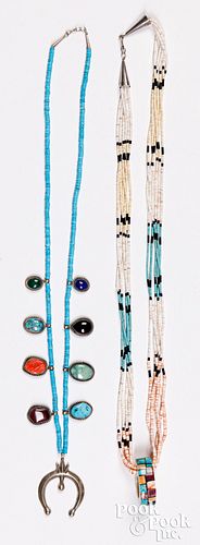 Two Native American Indian turquoise necklaces