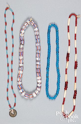 Four strands of Indian trade beads