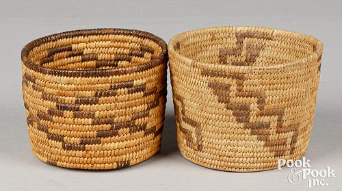 Two Papago Indian coiled baskets