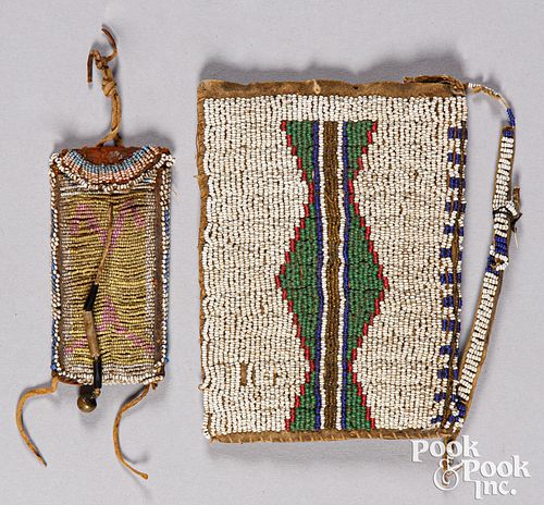 Two Plains Indian beaded pouches