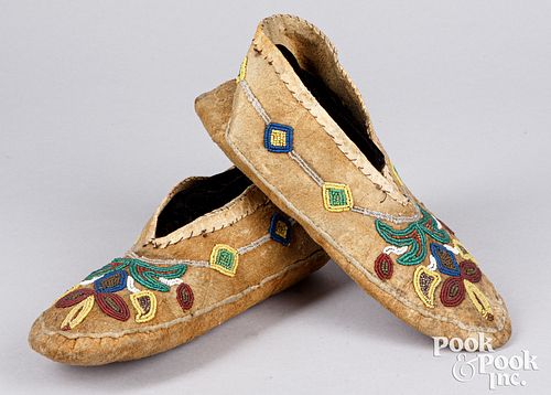 Northern Athabascan Indian beaded moccasins