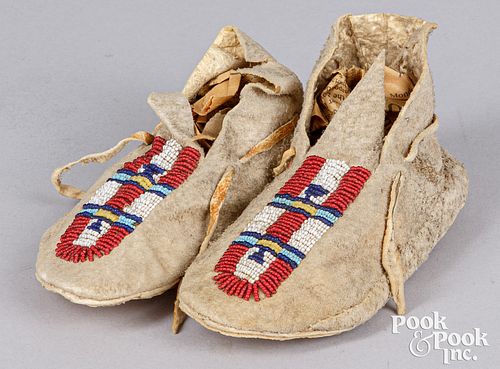Pair of Apache Indian child's moccasins