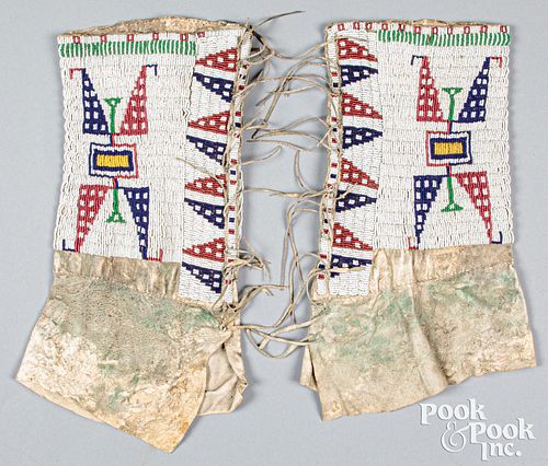 Pair of Sioux Indian women's beaded leggings