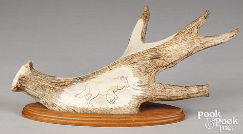 Native American Indian elk horn cribbage board