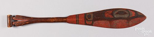 Northwest Coast Indian ceremonial cedar paddle