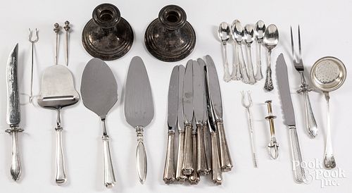 Mounted sterling silver and silver flatware