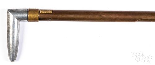Brass core sample walking stick probe, ca. 1900