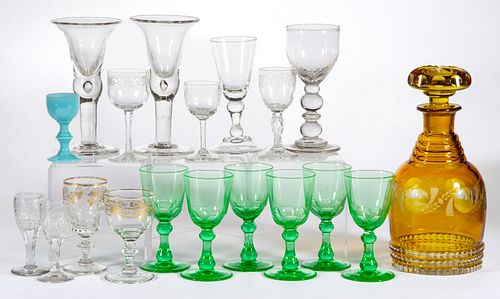 ASSORTED GLASS DRINKING ARTICLES, LOT OF 19