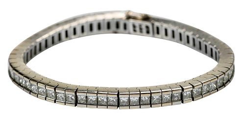 18kt. Princess Cut Diamond Tennis Bracelet