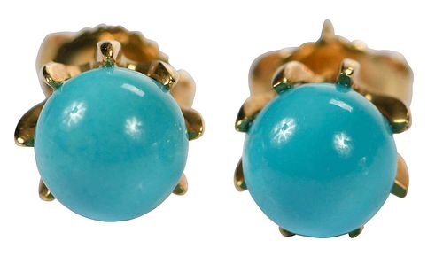 A La Pagode 18kt. Turquoise Stud Earrings 